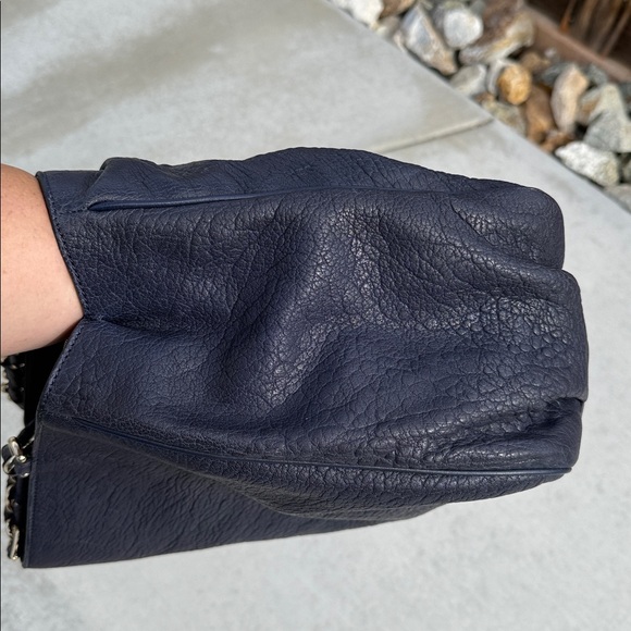 Fendi Navy Gold Mia large textured Leather Women's Bag - Picture 14 of 16